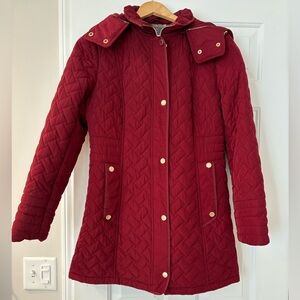 Gallery Women's Quilted Red Coat Coat - Size Small